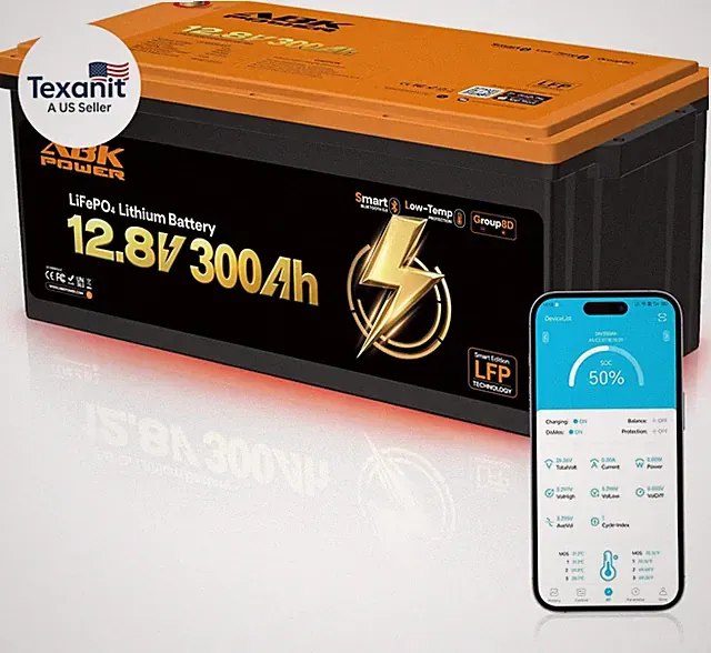 12V 300Ah Lifepo4 Battery with Bluetooth & Self-Heating - 3840Wh Deep Cycle Lith